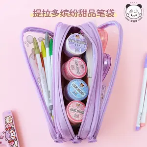 Bolso transparente Telado de gran capacidad para niñas estudiantes para almacenamiento de lápices cuenta de mano papelería estuche de lápices