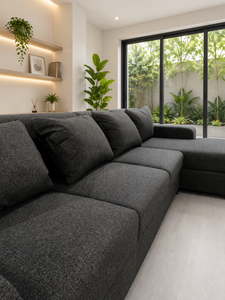 Inviting Cozy L Shaped Sectional Lounge Set with Solid <b>Wood</b> <b>Frame</b> and Premium Fabric for Living Room - Product Image 4