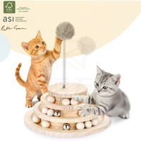 Jouet pour chat en bambou, classique et moderne, plateau tournant, écologique, puzzle, 3 niveaux, circuit de balles, exercice pour chatons d'intérieur