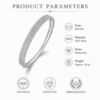 Gelang Moissanite Perak Sterling S925 Full Pavé Berengsel 16.2g Perhiasan Pengantin Mewah untuk Wanita