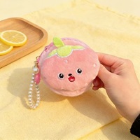 Porte-monnaie mini en peluche écologique, doux et rembourré, avec porte-clés léger, motif dessin animé 3D, imprimé en relief, avocat et pastèque