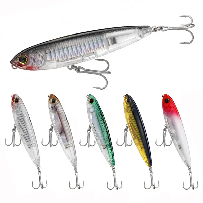 3D Prism 102mm 17.5g Topwater Pencil Surface Fishing Lures Walking The Dog Artificial Saltwater Hard Bait Bass Plastic Lure