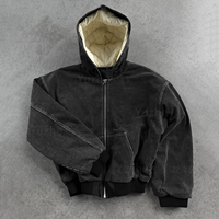 Veste de travail personnalisée pour homme, veste en toile épaisse à capuche, doublure matelassée, lavage vintage usé, broderie de patch, vêtements de travail, bomber pour homme