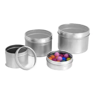 Bán buôn nến tins sâu kim loại tins với cửa sổ nắp 2oz 4oz 6oz 8oz 12oz 16oz trượt lật Snap vít cửa sổ Nắp