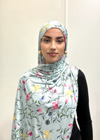Hijab en jersey extensible imprimé FRC pour femmes musulmanes, doux et respirant, en coton, motif floral, vente en gros