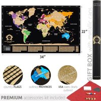 Impresión personalizada Diseño popular Deluxe XL Póster colorido Viaje Rascar Mapa del mundo
