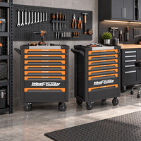 Chariot à outils en acier à sept tiroirs, robuste, avec panneau perforé latéral personnalisé, poignée de poussée, OEM ODM, chariot mobile pour garage, atelier, réparation