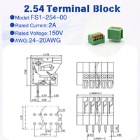 Bloc de bornes à ressort sans vis 2,54 mm, à broches droites, pour câblage rapide, connecteur PCB DA141V GSL003R