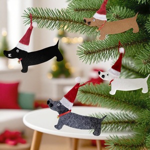 Mignon Noël <span class=keywords><strong>Saucisse</strong></span> Chien Feutre <span class=keywords><strong>Arbre</strong></span> Décoration Écologique Durable 15cm Fête De Vacances Mignon Ornement Usine Directe - Product Image 1