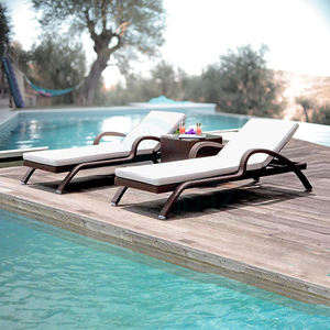 Chaise longue en rotin moderne et élégante pour l'extérieur, siège en métal imperméable, <span class=keywords><strong>piscine</strong></span>, hôtel, cour, <span class=keywords><strong>jardin</strong></span>, villa, détente, pliable, avec coussin - Product Image 2