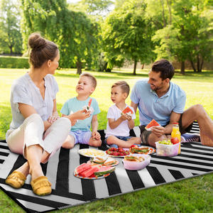 Waterproof Reversible Outdoor Rug 5x8 Plastic <b>Straw</b> Black White - Product Image 5