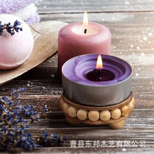 Wooden Round Decorative Tray For <b>Desktop</b> Home Aromatherapy Coffee Cup Holder Base Solid Wood Craft Gift - Product Image 4