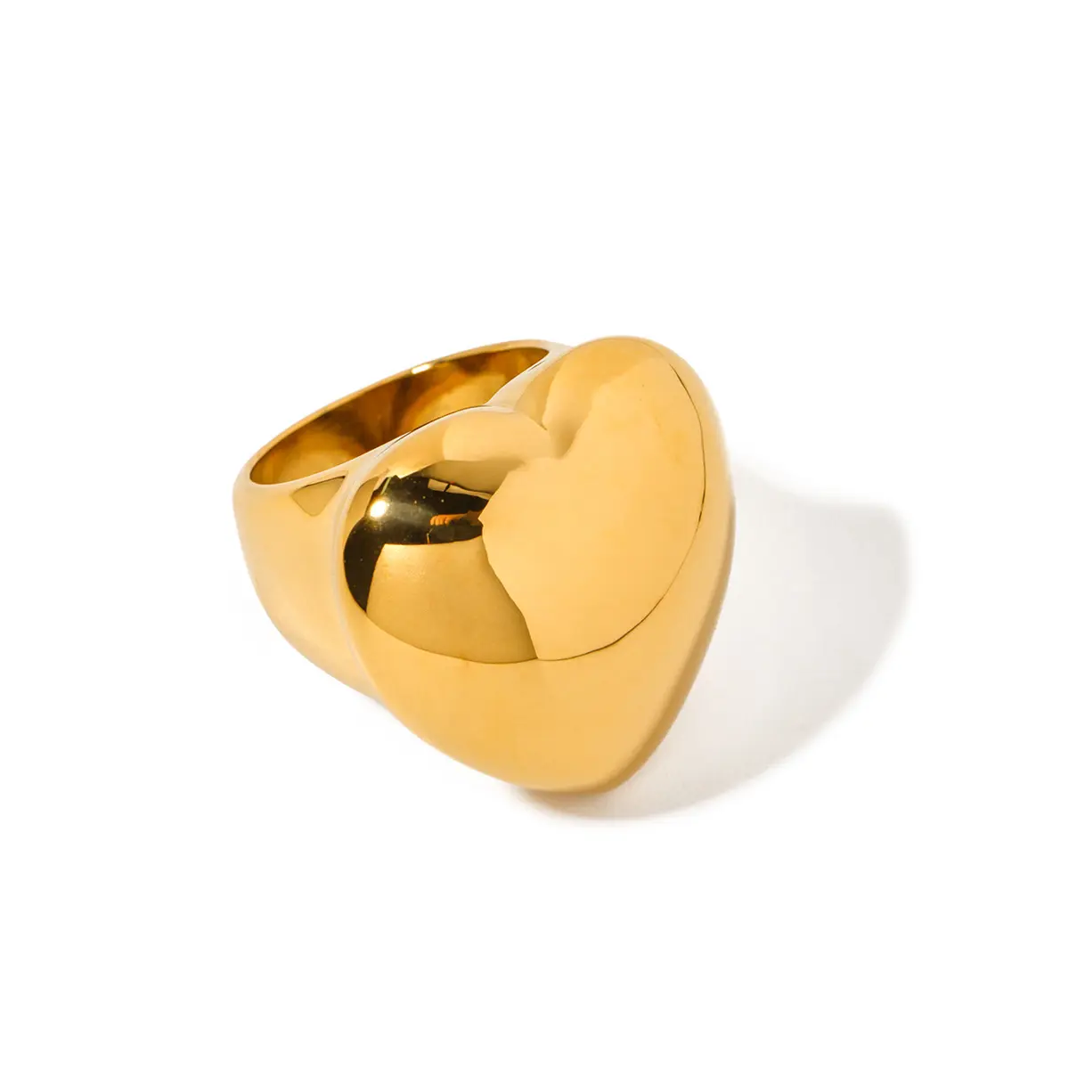 Nuovo Design di moda 18K oro placcatura in acciaio inox anelli amore cuore anello di nicchia stile paffuto gioielli impermeabili per la signora
