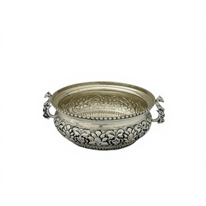Urli à motifs floraux sculptés avec des poignées en forme de paon, petit modèle - Product Image 1