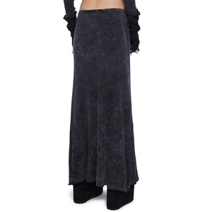 Falda Maxi Térmica de Algodón Elástico Lavado y Desgastado con Tejido Waffle para Mujer, de Talle Bajo y Larga - Product Image 4
