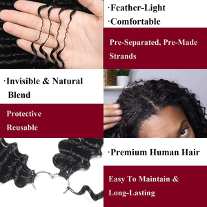 Cheveux humains au crochet, ondulés profonds, bouclés, plumes au crochet, cheveux humains véritables réutilisables, invisibles, 100 % vierges vietnamiens, mèches au crochet - Product Image 3