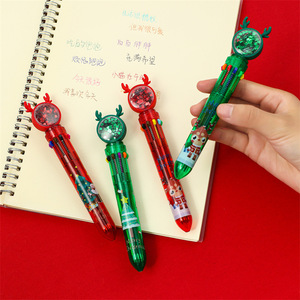 Stylo à bille à 10 couleurs avec bouton poussoir et paillettes de Noël, prix de Noël créatif, petit cadeau pour enfants et étudiants. - Product Image 2