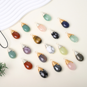 Wholesale Jewelry Handmade Natural Gemstone Pendant <b>Wire</b> Wrap Crystal Drop Pendant Necklace - Product Image 2