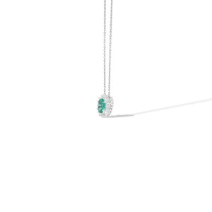 จี้เพชรทรงรีมรกต 0.70 กะรัต และเพชรธรรมชาติทรงกลม สร้อยคอทองคำแท้ เพชรเพาะเลี้ยงในห้องปฏิบัติการ ทองคำ 18K สีเหลือง - Product Image 4