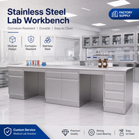 Table de travail modulaire en acier inoxydable robuste et résistante à la corrosion, poste de travail de laboratoire pour hôpital médical
