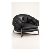 Fauteuil lounge moderne en cuir rembourré avec pieds en métal, fauteuil d'appoint une place pour salon ou coin lecture