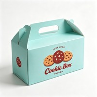 Boîte cadeau pliable en carton recyclé avec poignée pour l'emballage de desserts, bonbons, biscuits et produits alimentaires, impression évanescente