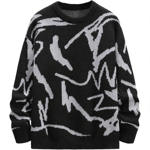 Suéter de Punto Casual con Cuello Redondo y Manga Larga Extra Grande para Hombre, Diseño Gráfico Y2K, 100% Poliéster, Antibolitas, para Invierno - Product Image 4