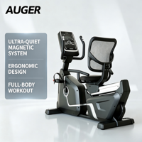 Vélo d'exercice commercial inclinable AUGER avec dossier, écran LCD, vélo d'appartement à faible impact pour salle de sport