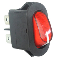 Interrupteur à bascule rouge à 4 broches 16A rond interrupteur à bouton-poussoir avec interrupteur d'alimentation électrique léger 250V RK1-010 noir