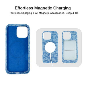 Funda para Teléfono de Mezclilla con Estampado de Leopardo Azul Lavado, con Marco Metálico para la Cámara y Forro Interior de Terciopelo Suave para iPhone 15 Pro Max - Product Image 3