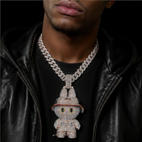Colgante de Hip Hop Personalizado de Plata de Ley 925 con Moissanita, Diseño 3D de Personaje de Dibujos Animados, para Hombre, Estilo Urbano, Venta al por Mayor