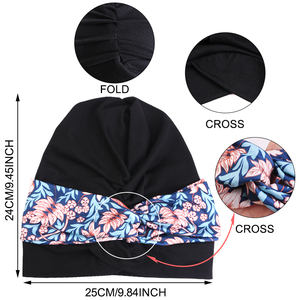 Phụ Nữ Mới Của Hồi giáo Bên Trong Hijab Satin Lụa Căng Hoa In Đầu Bọc Với Bow Và Lá Mô Hình 26 Màu Sắc Có Sẵn - Product Image 3