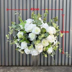 Centro de Mesa de Rosas Artificiales Blancas y Rosas, Decoración de Boda con Bola de Flores Coloridas de Lujo - Product Image 6