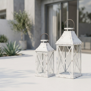 Faroles de Metal con Aspecto de Mármol Modernos para Decoración del Hogar y Patio Exterior - Product Image 3