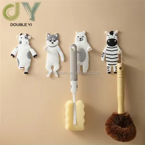 Großhandel PVC Cartoon Tier Mantel Haken Wand Montiert Punch-Freies Schlüsselring Halter Hut Haken