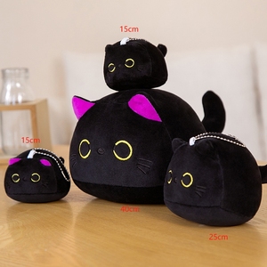 Plüschtiere zum Einschlafen Cartoon Schwarze Katze Ball Individuelles Plüschtier Bett-Dekokissen Geburtstagsgeschenke Wohndekor-Kissen - Product Image 2