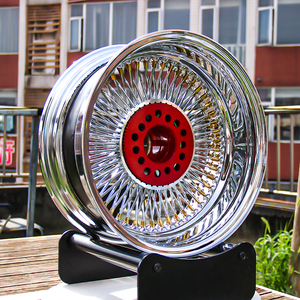 JZR109 Rueda de alambre de radios personalizada de 17 pulgadas Pulido Cromo Oro/Plata para Old <span class=keywords><strong>Cadillac</strong></span> Lowrider Vintage Car - Product Image 5