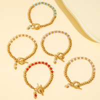 Pulsera de Mujer Bingxin con Cuentas de Piedra Natural Coloridas, Bañada en Oro de 18K PVD, Resistente al Agua, con Cierre de Palanca OT, Regalo Diario