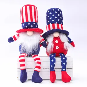 7月4日侏儒长腿坐毛绒娃娃美国独立日装饰儿童礼物