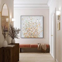 Peinture à l'huile abstraite 3D grand format sur toile, couteau à palette, fleurs texturées, art mural moderne, salon, décoration colorée inspirée