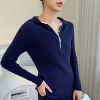 Ensemble en cachemire 100% pour femmes, pull à col zippé, jupe midi en tricot drapé, ensemble deux pièces pour toutes les saisons