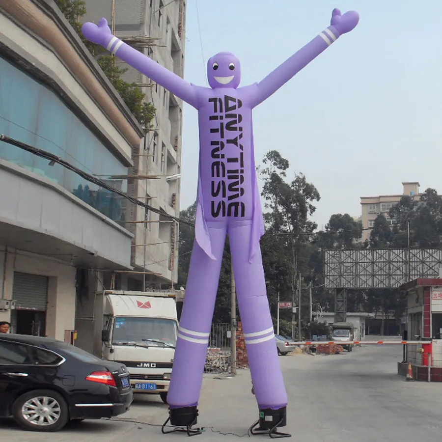 4 to 8 meters high anytime fitness advertising inflatable dancing man with custom logo printed for promotion