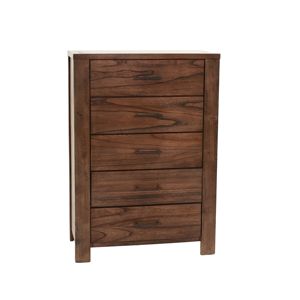 DB Oak Finish <b>Wooden</b> Texture 5x <b>Storage</b> Drawers 1pc <b>Chest</b> of Drawers for Bedroom Furniture - Product Image 1