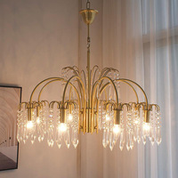 Lustre LED en cristal français à hauteur réglable, salon, chambre à coucher, style simple rétro, éclairage de luxe haut de gamme, tailles moyennes, TianShen