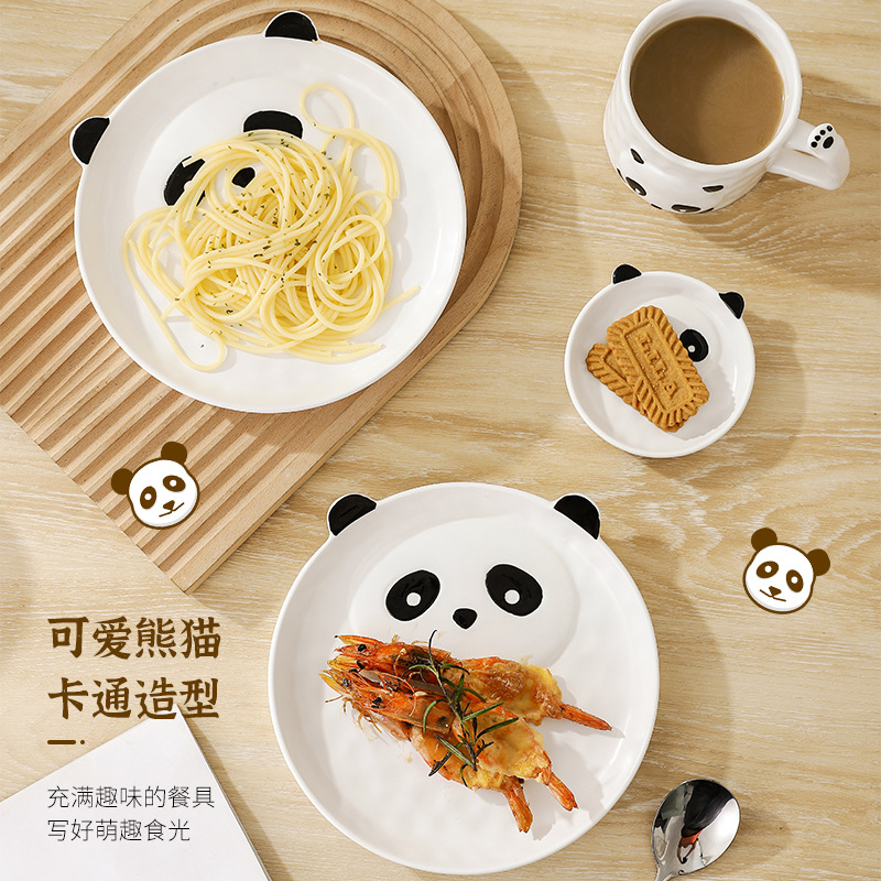 Panda Seramik Akşam Yemeği Takımı - Kahve Fincanı ve Tabak Seti