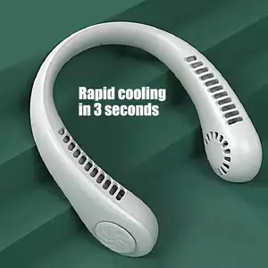 2023 Portable Mini Neck Fan Sports Hanging USB Rechargeable Leafless Folding Innovative Products Type-c Custom Plastic Hand Fan