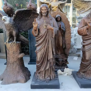 Statue de prière agenouillée grandeur nature en bronze coulé, Jésus, décoration personnalisée pour cimetière et église BLVE - Product Image 3