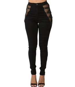 Jean skinny <span class=keywords><strong>taille</strong></span> <span class=keywords><strong>haute</strong></span> tendance pour <span class=keywords><strong>femme</strong></span>, délavé, respirant, déchiré, en denim, style streetwear décontracté pour le quotidien - Product Image 6