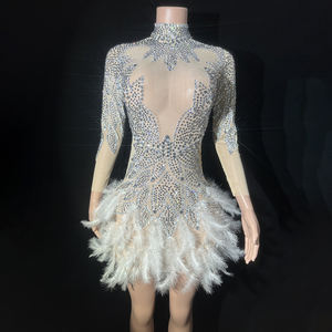 Novance Y3727 Ropa de mujer de manga larga <span class=keywords><strong>Tiendas</strong></span> en línea Plumas Vestido de cóctel <span class=keywords><strong>Vestidos</strong></span> de Fiesta Cortos elegantes - Product Image 1