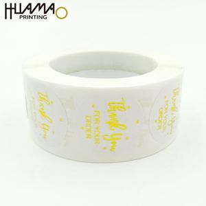 Etiqueta adhesiva transparente brillante con lámina dorada de Huamao Factory Direct para decoración de cajas de regalo. - Product Image 5